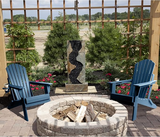 FUNBERRY Folding Adirondack Chair Set of 4, All Weather HDPE Fire Pit Chairs with Cup Holder for Outdoor