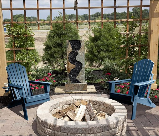 FUNBERRY Folding Adirondack Chair Set of 4, All Weather HDPE Fire Pit Chairs with Cup Holder for Outdoor