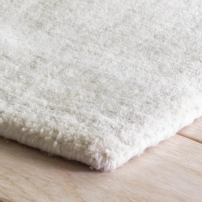 Dash & Albert Nordic White Hand Loom Knotted Performance Rug, 2 X 3 Feet, White Stripe Pattern