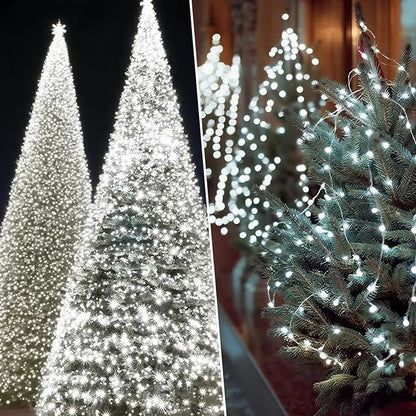 Solar String Lights Outdoor Waterproof 6 Pack Total 198ft 600LED 8 Modes Twinkle Lights Solar Fairy Lights for Patio, Garden Yard Party Tree Christmas Halloween Decoration, White