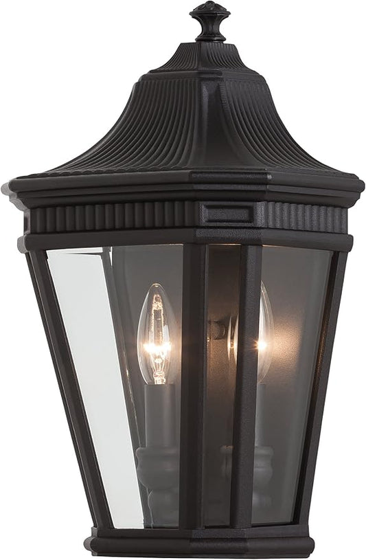 Feiss OL5403BK Cotswold Lane Outdoor Lighting Wall Pocket Sconce, Black, 2-Light (10"W x 16"H) 120watts
