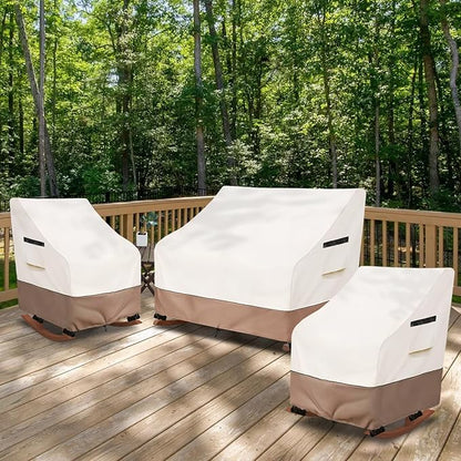 50" Double-Wide Outdoor Rocking Chair Cover, Waterproof & Dust Proof Patio Furniture Covers, Patio Chair Covers 51"W x 34"D x 45"H(Beige)