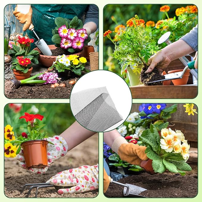 15 PCS Flower Pot Hole Mesh Screens, 11.8” x 7.8” Squares Rigid Polyethylene Garden's Drainage Mesh Hole Pads, DIY Bonsai Pot Pads for Pots Flower Pot Bottoms Grid Keep Soil from Flowing Away