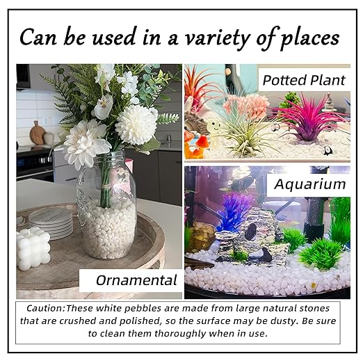 2.4lb 1/4" Small White Rocks for Plants,Potting,Succulents Aquarium Fish Tank Garden Vases Decorative Pebbles Gravel Rocks Stones