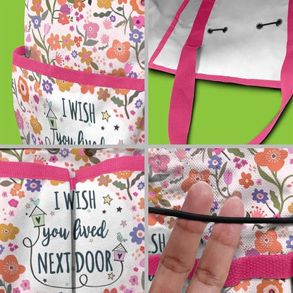 Boho Garden Tool Bag - Waterproof Floral Garden Tote with 8 Pockets, Large Storage Home Organizer Gardening Tool Oxford Bag for Garden Tools Kits Holder, Ideal Outdoor Gardening Gift for Women & Men