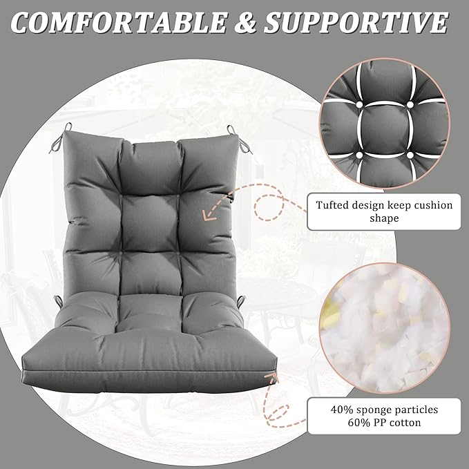 Patio Seat&Back Chair Cushions for Outdoor Furniture，Comfortable Cushions for Rocking/Dining/Lawn Chair-Set of 2