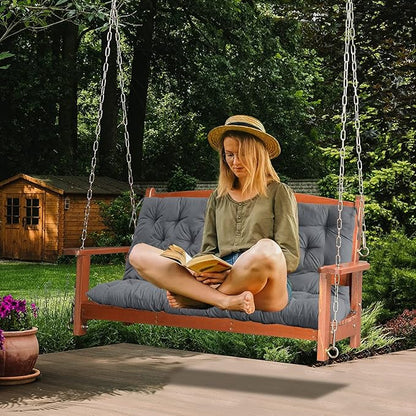 Replacement Cushions for Swing, Waterproof Porch Swing Cushion, 2-3 Seat Replacement Swing Seat Cushion with Backrest and Ties for Patio Backyard Porch Garden(Dark Grey 40 * 60 in)