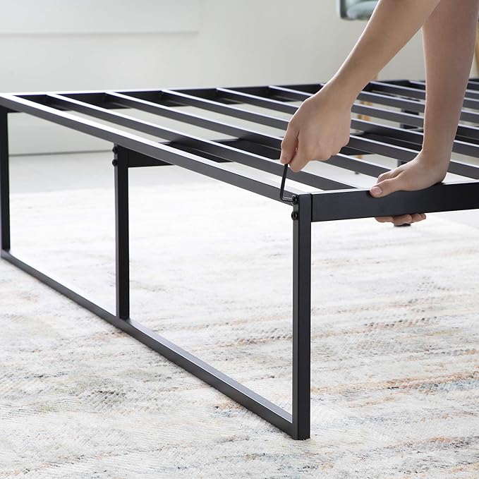 Linenspa Folding Metal Platform Bed Frame - Easy Assembly - Sturdy Steel - No Box Spring Needed - Underbed Storage - Mattress Foundation - 14" High - Traditional Design - King Size