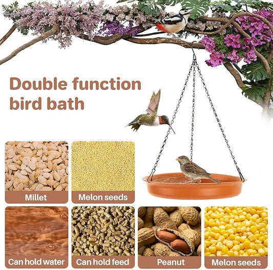 CARGEN Hanging Bird Bath for Outdoors - Hanging Bird-Feeder BirdBath Bowl Water Feeder for Garden Plate Tray BirdBath Tray Water or Seed