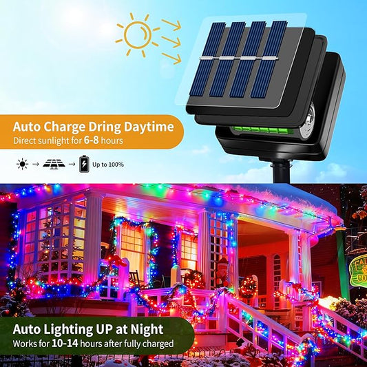 [4 Pack] Solar String Lights Multicolored, 480 LED 157FT Solar Twinkle Light Outdoor with 8 Modes & Memory Function, Waterproof Chrismas Lights for Xmas Tree Party Decorations