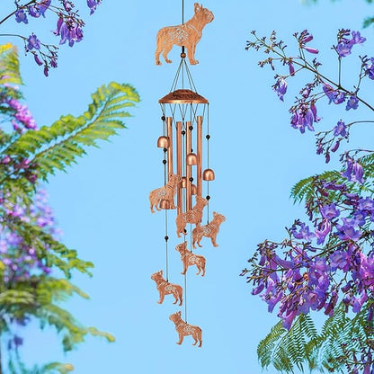 Bulldog Dog Wind Chimes for Outside,Metal Windchimes,Bulldog Dog Gifts for Women/Men,Wind Chime Garden Decor Outdoor,Memorial/Housewarming/Birthday/Festival Gifts,Front Yard Decor