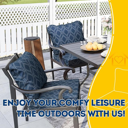 AAAAAcessories Outdoor Seat Cushions for Chairs, Fade-Resistant, Waterproof Patio Furniture Replacement Cushions, 22" x 22" x 3" + 22" x 17", Slate Blue Vine Trellis
