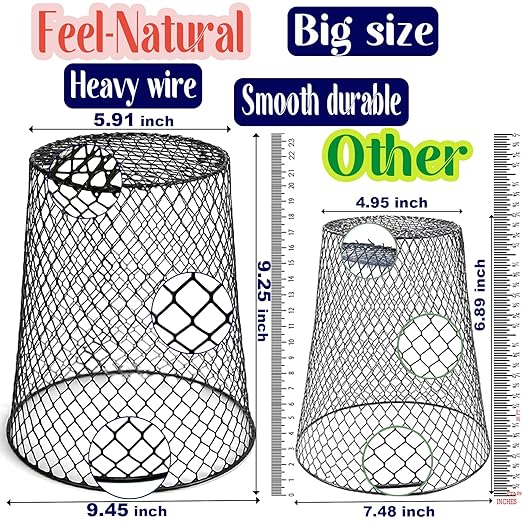 Feel Natural 10 Pcs Plant Protectors from Animals,9.25"x9.45"Heavy Duty Chicken Wire Cloches for Plants,Metal Mesh Garden Covers for Outdoor Plants,Strawberry&Seedling,Keep Rabbits Squirrels Cats Out
