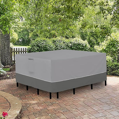 Easy-Going Patio Furniture Cover 56"x56" Square Outdoor Table and Chair Set Covers Waterproof UV Resistant Outdoor Sectional Sofa Set Covers, Gray/Dark Gray