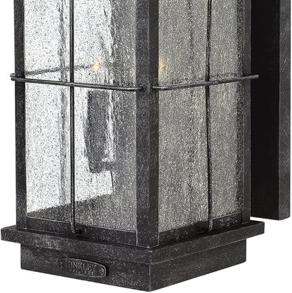 Hinkley Bingham Medium Wall Mount Outdoor Lantern - Gas Light Style, Aluminum, Clear Seedy Glass - Greystone Finish