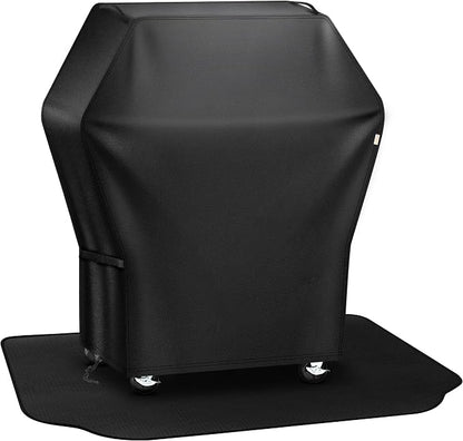 Grill Cover 32 Inch & Under Grill Mat,Grill Cover for Outdoor Waterproof Weather Resistant,UV & Fade Resistant, Compatible with Weber Nexgrill Charbroil Kenmore Gas Grill, Black