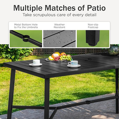 PHI VILLA 7 Piece Outdoor Bar Set, Counter Height Patio Bar Furniture with Rattan Wicker Swivel Bar Stools Cushioned Chairs Grey & Rectangle Bar Dining Table for Garden,Yard and Deck