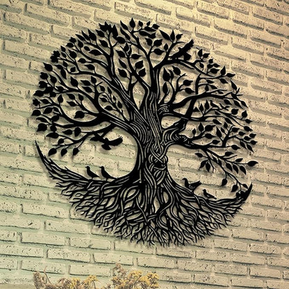 Flewfar Tree of Life Metal Wall Art, Metal Tree of Life Wall Decor, Family Tree Wall Art for Living Room, Indoor Outdoor Decoration, Large Tree of Life Metal Wall Art (Black, 30" x 30" / 76 x 76cm)