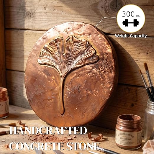 Stepping Stones Outdoor Pathway – 10.8" Antique Bronze Ginkgo Garden Stone Outdoor Decorative – Grandma Mothers Day Gifts, Garden Memorial Stone for Loved Ones Outside, Backyard Walkway Pavers