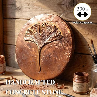 Stepping Stones Outdoor Pathway – 10.8" Antique Bronze Ginkgo Garden Stone Outdoor Decorative – Grandma Mothers Day Gifts, Garden Memorial Stone for Loved Ones Outside, Backyard Walkway Pavers