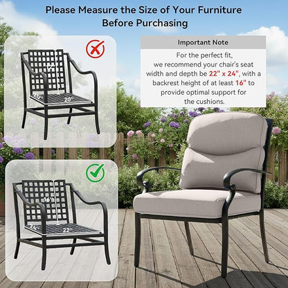 Patio Chair Cushions 5 Packs - Outside 22x24 High Back Water-Resistant Cushion with Zipper Cover for Outdoor Glider Rocking Chairs Loveseat 3-seat Couch Sofa – Beige/Crescent