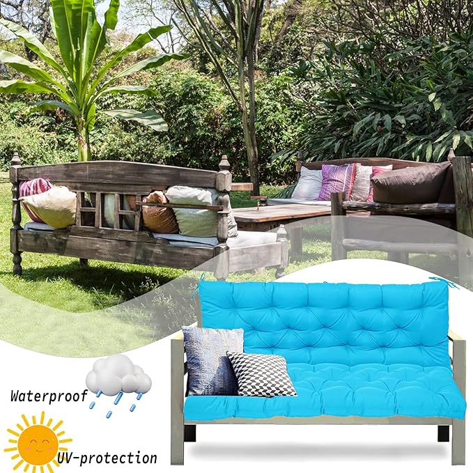 Replacement Cushions for Swing, Swing Cushions 3 Seater Replacement, Waterproof Thicken Washable Pad Cushion for Outdoor Indoor Furniture Swing Patio (Sky Blue, 40x71 inch)