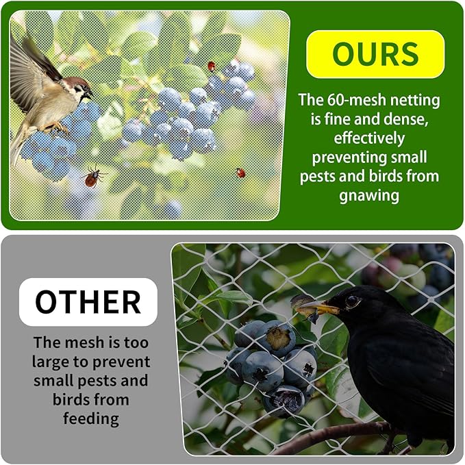 2 Pack 6.5x10 Ft Garden Netting Mesh Plant Covers to Keep Small Animals Pest Out Protect Fine Insect Pest Barrier Bird Raised Bed Cover for Vegetables Fruits Flowers