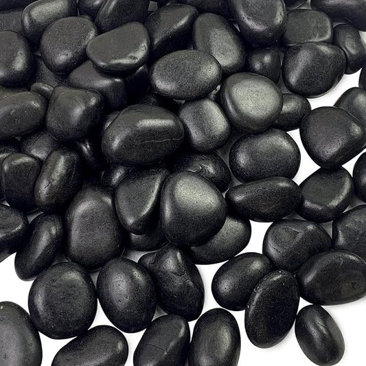 FANTIAN 5 lbs Black Pebbles for Indoor Plants, 1-2 Inch Decorative Black River Rocks for Plants, Garden Landscaping, Vase, Yard Walkway, Paving and Outdoor Decorative Stones