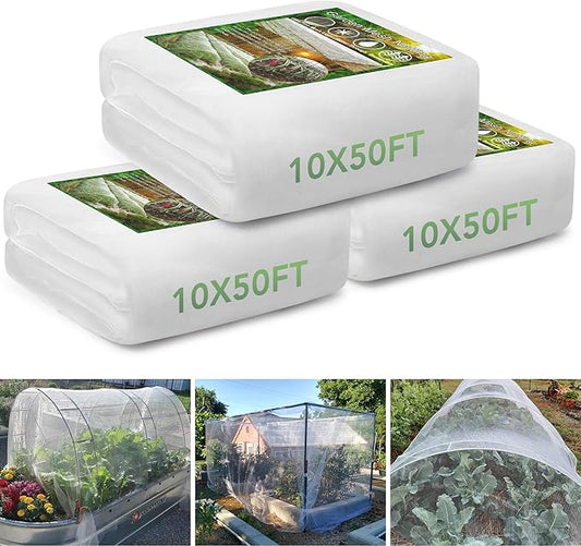 SWANGSA Garden Netting 10 X 50 FT 3Pack, Ultra Fine Garden Mesh Plant Netting for Garden Protection Row Cover Raised Bed Screen, Protecting Plants Vegetables Flowers Fruit Trees