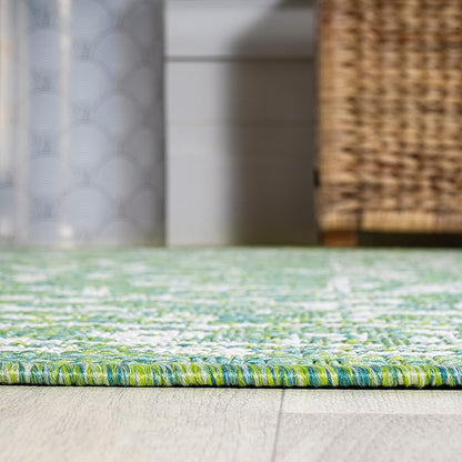JONATHAN Y Boho Medallion Indoor Outdoor Area Rug 4X6 Cream/Green, Malta Textured Weave for Backyard, Patio, Porch, Easy-Cleaning, High Traffic, Pet-Friendly, Non-Shedding (SMB104F-4)