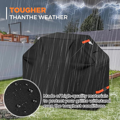 Grill Cover for Outdoor Grill 600D Heavy Duty 64Inch Waterproof,UV & Fade Resistant,BBQ Cover with Adjustable Straps,BBQ Grill Cover for Weber,Blackstone,Charbroil etc,Black
