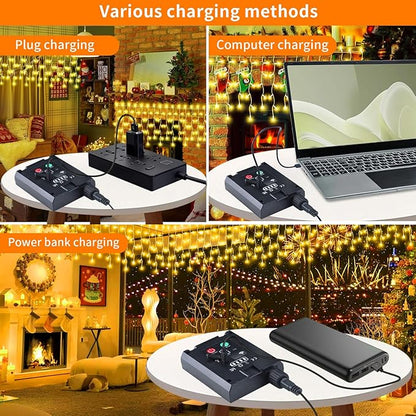 Solar Icicle Christmas Lights Outdoor 66+16Ft 660LED Icicle Lights for Outside with Connectable Rechargeable 8 Modes Remote Dimmable Fairy String Lights for Xmas Yard Eaves Balcony House Decorations
