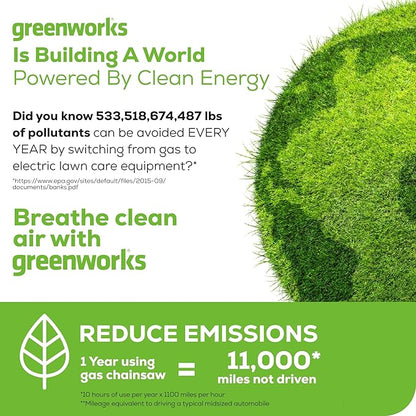 Greenworks 80V 18" Brushless Cordless Chainsaw (Great For Tree Felling, Limbing, Pruning, and Firewood), 75+ Compatible Tools, 4.0Ah Battery and Charger Included