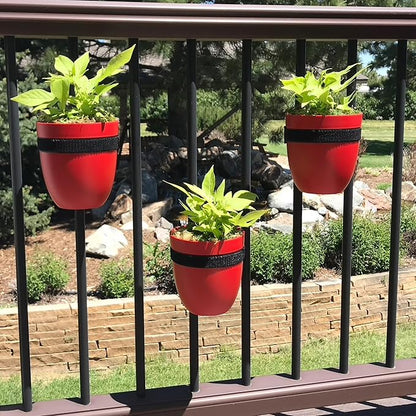 Railing Planter for Outdoor Plants (6-inch, 3-Pack) | Hanging Planter for Railings, Fence Posts | Balcony Wall Planter for Herbs, Flowers and Succulents | Made in The USA