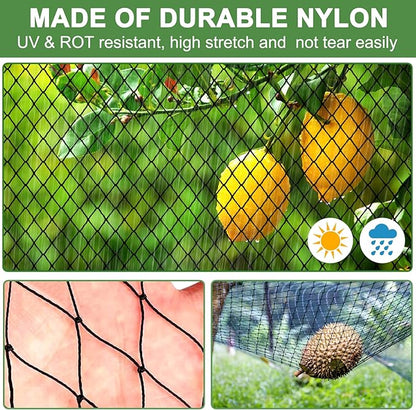 Bird Netting - 50' x 50' Garden Netting with 1' Square Mesh for Chicken, Protect Blueberries, Fruit Trees from Deer, Squirrel for Farm, Orchard