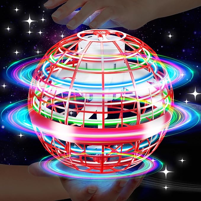 Vantexi Flying Orb Ball Toy,2026 Upgrade Parachute LED,Magic Hand Controlled Mini Gravity Ball,Cosmic Globe Boomerang,Cool Thanksgiving Birthday Gift for 6 7 8 9 10+ Year Old Girls-Bright Red