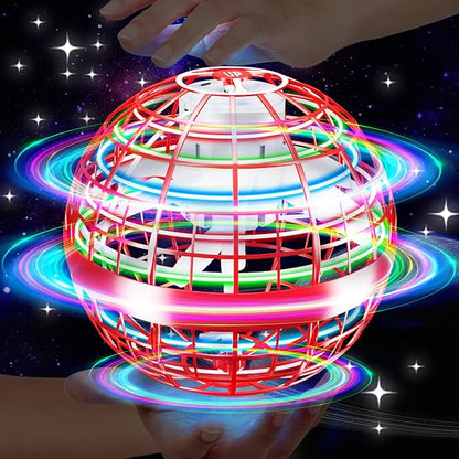 Vantexi Flying Orb Ball Toy,2026 Upgrade Parachute LED,Magic Hand Controlled Mini Gravity Ball,Cosmic Globe Boomerang,Cool Thanksgiving Birthday Gift for 6 7 8 9 10+ Year Old Girls-Bright Red