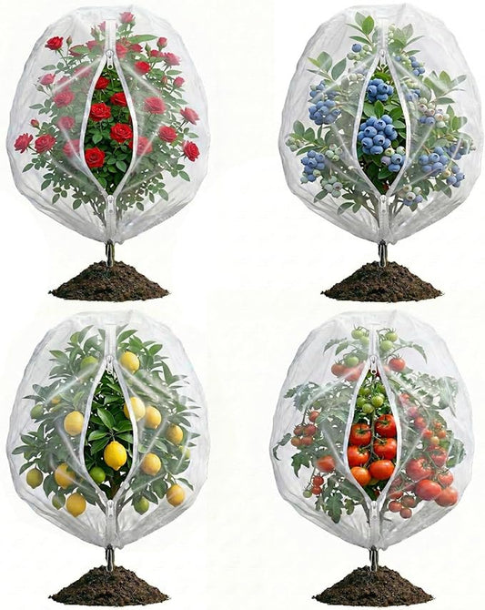 4 Pack Bird Netting for Garden Protection with Zipper & Drawstring - Garden Netting Pest Barrier 3.3x2.7FT,Cover for Blueberry Bushes Tomato Fruit Tree and Plants Protection from Insect Mosquito Birds