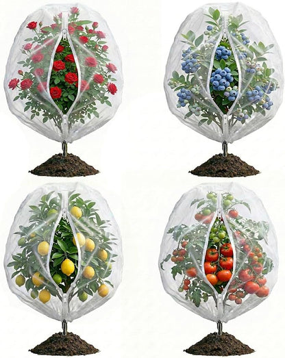 4 Pack Bird Netting for Garden Protection with Zipper & Drawstring - Garden Netting Pest Barrier 4.9x4FT,Cover for Blueberry Bushes Tomato Fruit Tree and Plants Protection from Insect Mosquito Birds