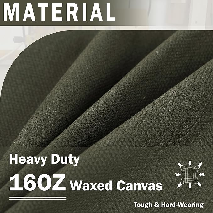 16OZ Waxed Canvas Tool Storage Bag, Heavy Duty Hand Tools Organizer with Hidden Zipper Pocket & 4 Internal Slots & Carrying Handle | Army Green | Multi-Purpose Tool Bag for Mechanic Electrics - S