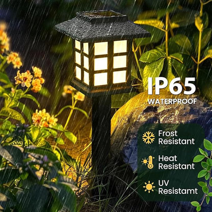 GIGALUMI Solar Outdoor Lights，6 Pack LED Solar Lights Outdoor Waterproof, Solar Walkway Lights Maintain 10 Hours of Lighting for Your Garden, Landscape, Path, Yard, Patio, Driveway