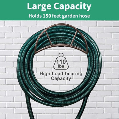 TomCare Garden Hose Holder Heavy Duty Water Hose Holder Wall Mount Holds 150 FT Hoses Hose Hanger Decorative Durable Garden Hose Storage Hose Reel Hose Stand Hose Holders for Outside Yard, Bronze