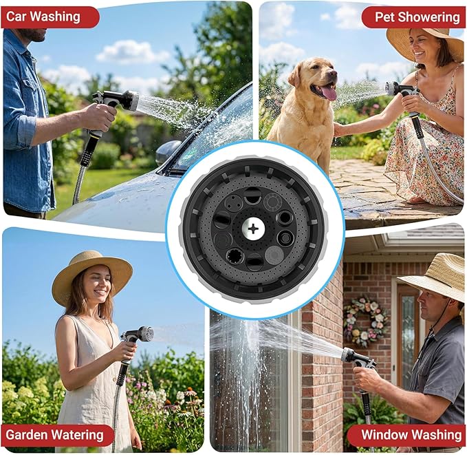 Lefree 150ft Stainless Steel Garden Hose - No-Kink Leak-Proof Crush Resistant, with Upgraded Protective Rubber Sleeve, 10-Function Nozzle for Lawn Care, RV Camp, Long-Distance Yard Watering