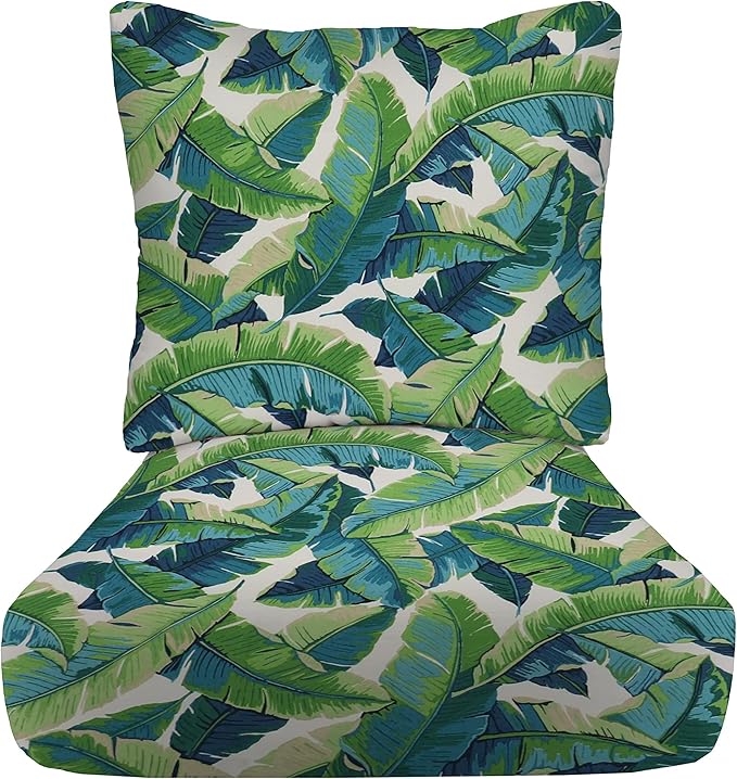 RSH DECOR Deep Seating Cushion with Pillow Back | 23” x 25” Seat | Water and Fade-Resistant Spun Fabric | Outdoor Chair Cushion Set for Patio Furniture | Balmoral Opal