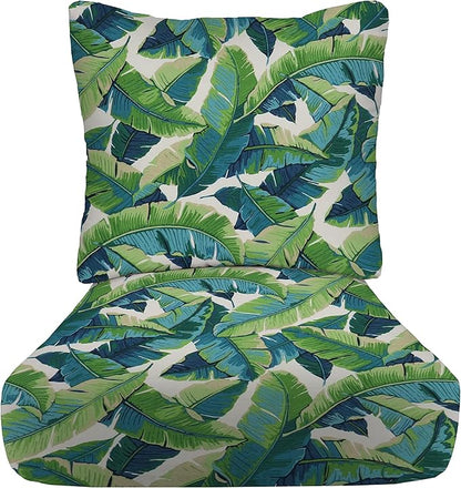 RSH DECOR Deep Seating Cushion with Pillow Back | 23” x 25” Seat | Water and Fade-Resistant Spun Fabric | Outdoor Chair Cushion Set for Patio Furniture | Balmoral Opal