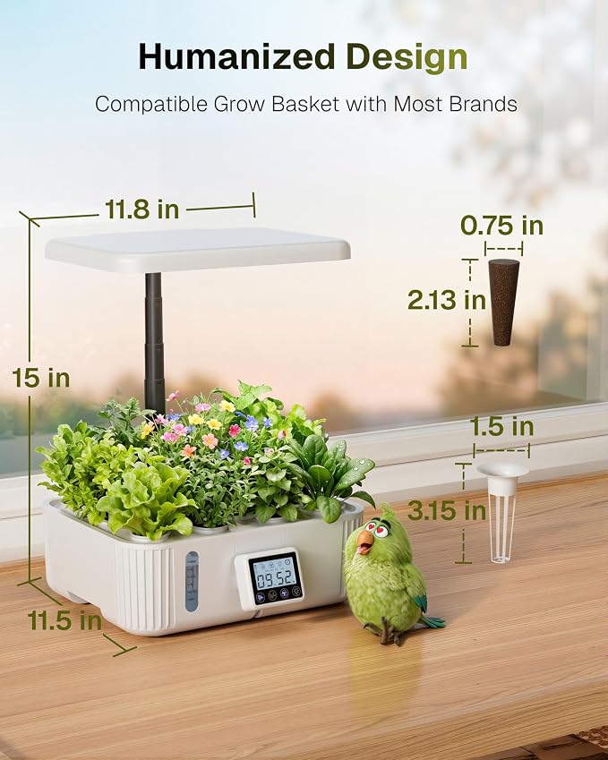 HBN Indoor Garden Hydroponics Growing System, 12 Pods Plant Germination Kit with LED Grow Light, LCD Touch Panel Quiet Automatic Hydroponic Height Adjustable - Grower Harvest Vegetable Lettuce