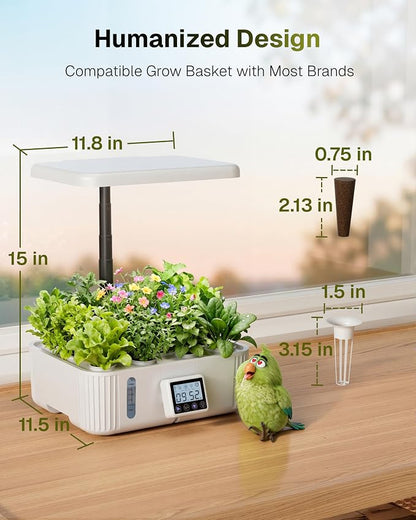 HBN Indoor Garden Hydroponics Growing System, 12 Pods Plant Germination Kit with LED Grow Light, LCD Touch Panel Quiet Automatic Hydroponic Height Adjustable - Grower Harvest Vegetable Lettuce