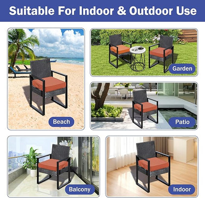 IASEAHK Patio Chair Cushions, 19" x 19" x 3" Outdoor Chair Cushions Set of 4, Waterproof Outdoor Cushions for Patio Furniture, Outdoors Seat Cushions Set of 4 with Handle and Ties, Spice