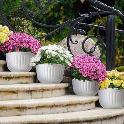 Zubebe 16 Pcs Resin Wall Hanging Planters White Hanging Flower Pots with Drainage Hole Fence Planters for Indoor Outdoor Plant Balcony Railing Decor(8.07 x 6.69 x 4.92'')