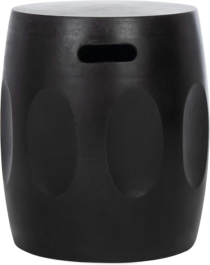 SAFAVIEH Outdoor Zuri Black Modern Concrete Round Accent Table